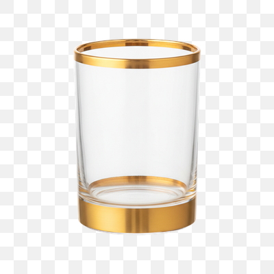 Elegant Clear Tumbler with Gold Rim and Base