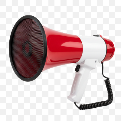Vibrant Red and White Megaphone Isolated on White