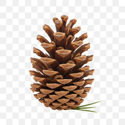 Detailed Pine Cone with Green Needles - Isolated