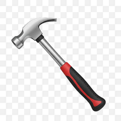 Realistic Silver Claw Hammer with Red and Black Handle