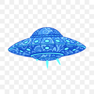 Whimsical Blue Flying Saucer Illustration