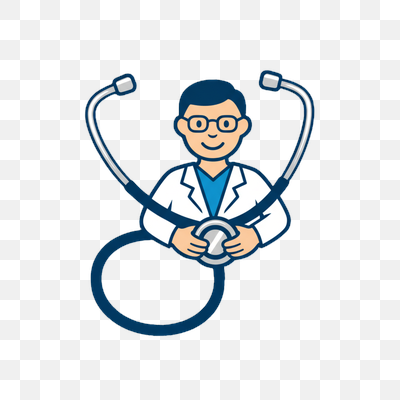 Friendly Cartoon Doctor with Stethoscope