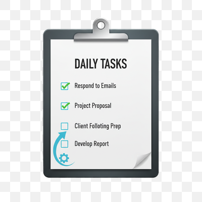 Daily Tasks Checklist on Clipboard with Workflow Illustration