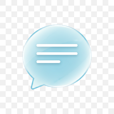 Glossy Blue Glassmorphism Speech Bubble Icon
