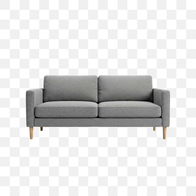 Modern Grey Fabric Two-Seater Sofa with Wooden Legs