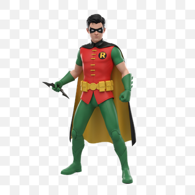 Classic Robin Superhero Full Body Portrait with Batarang