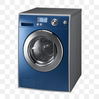 Sleek Blue and Gray Front-Loading Washing Machine