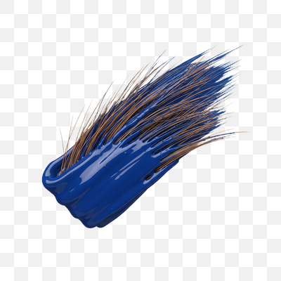 Dynamic Blue Paint Brushstroke with Bristles