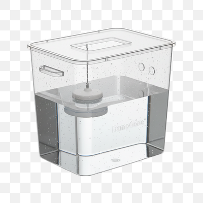 Transparent Dehumidifier Container with Collected Water and DampGone Device