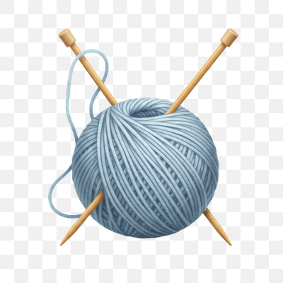 Light Blue Yarn Ball with Wooden Knitting Needles