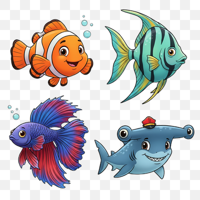 Cheerful Cartoon Sea Creatures Collection