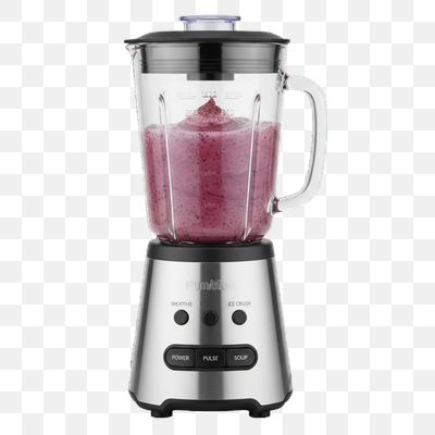 Modern Stainless Steel Blender with Purple Smoothie