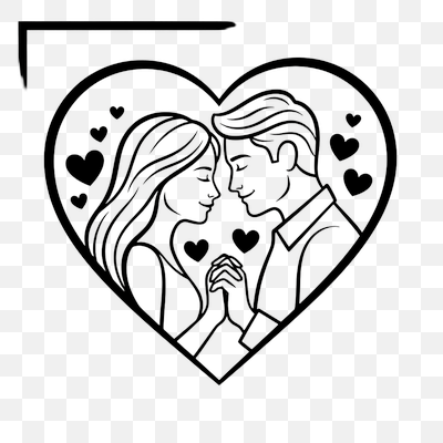 Romantic Couple Heart Line Art Illustration