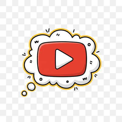 Doodle YouTube Play Button in a Thought Bubble