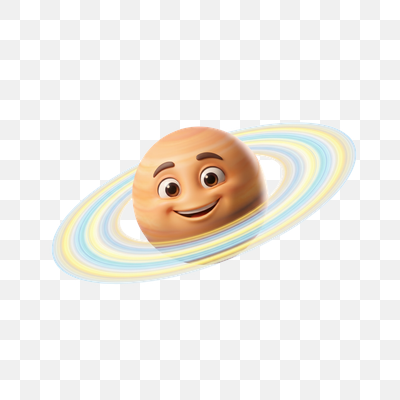 Happy Saturn: A Whimsical Cartoon Planet with Colorful Rings