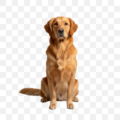Majestic Golden Retriever Sitting on White Background