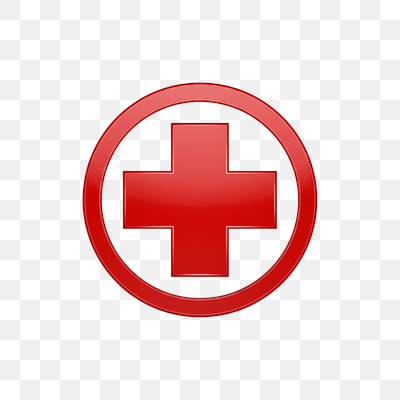 Glossy Red Cross Medical Symbol on White