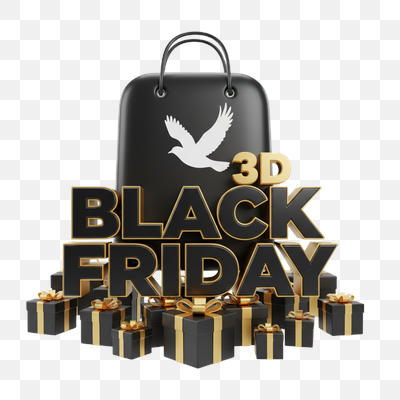 Premium 3D Black Friday Sale with Gift Boxes and Shopping Bag