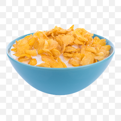 Golden Cornflakes with Milk in a Teal Bowl