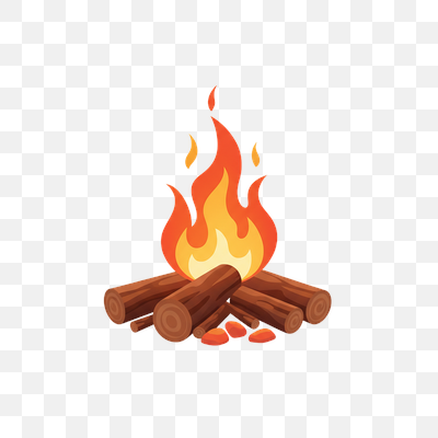 Vibrant Cartoon Campfire with Logs and Flames