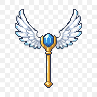 Winged Scepter of the Azure Gem (Pixel Art)