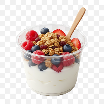 Vibrant Berry Granola Yogurt Parfait with Wooden Spoon