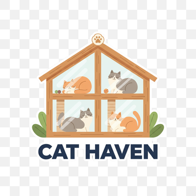 Cat Haven Logo: Cozy Feline Home Illustration