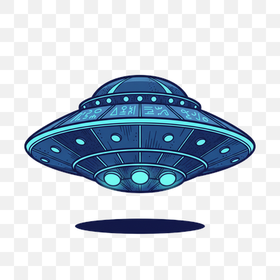 Mysterious Blue UFO with Alien Glyphs