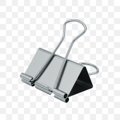 Isolated Silver Metallic Binder Clip on White Background