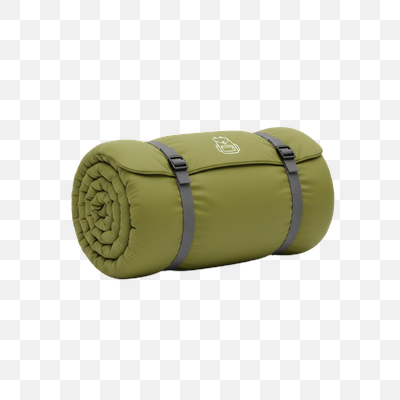 Rolled Olive Green Sleeping Bag with Straps