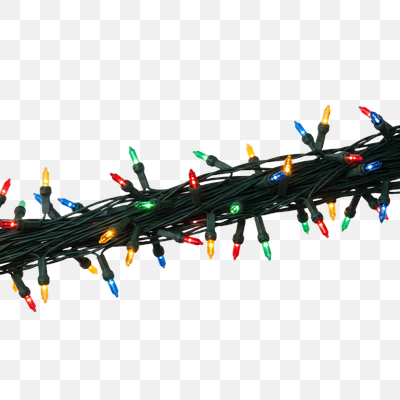 Vibrant Christmas Lights on White Background