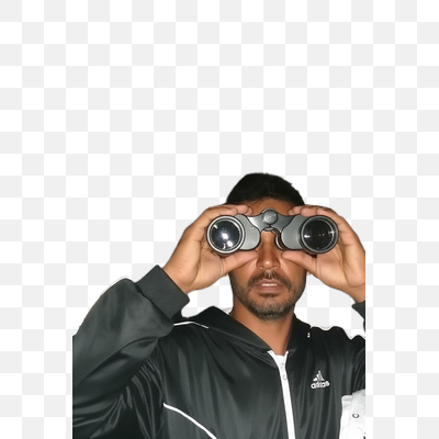 Focused Gaze: Man Observing with Binoculars