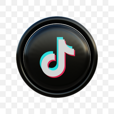 Glossy 3D TikTok Logo on Black Button