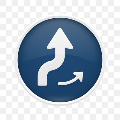 3D Blue Circular Merge Arrow Navigation Icon
