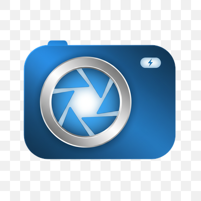 Modern Blue Camera App Icon with Aperture