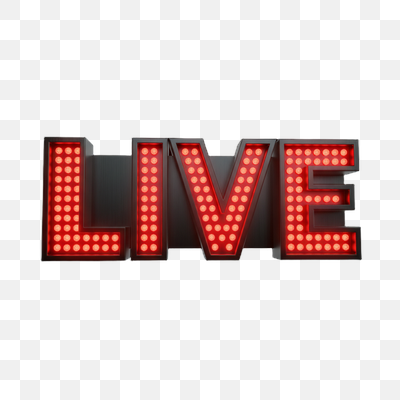 Vibrant Red 'LIVE' Marquee Sign on Black Background