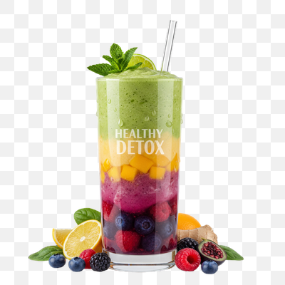 Vibrant Layered Healthy Detox Smoothie with Fresh Fruits