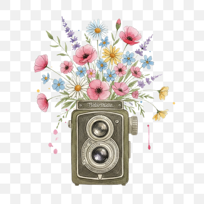 Nostalgic Bloom: A Vintage Camera's Floral Embrace