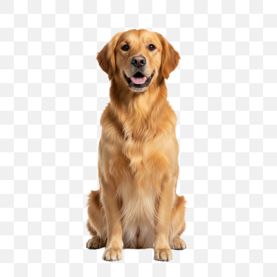 Portrait of a Happy Golden Retriever on White