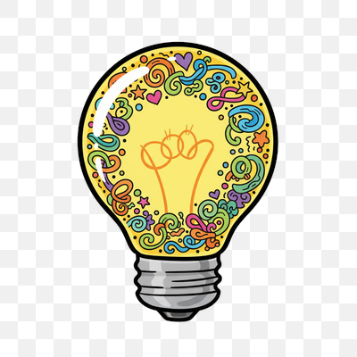 Whimsical Doodle Lightbulb of Creative Ideas