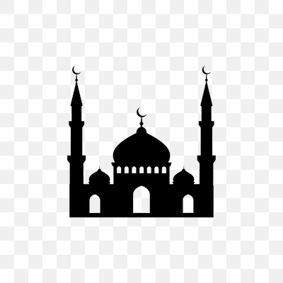 Elegant Mosque Silhouette with Crescent Moons