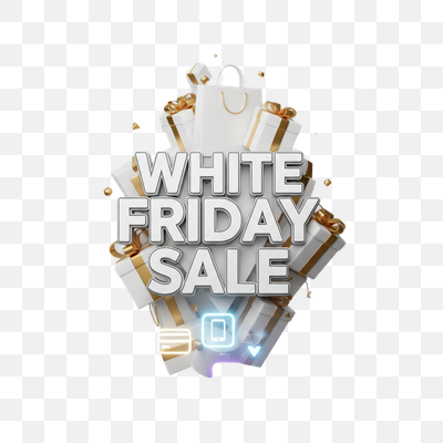 White Friday Sale 3D Promotion with Gifts and Shopping Icons