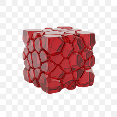 Crimson Crystal Cube: A Faceted Geometric Abstract