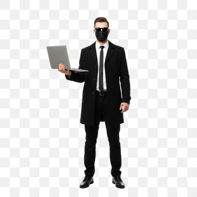 Anonymous Professional with Laptop on White Background