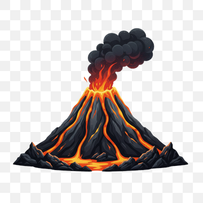 Fiery Volcano Eruption Illustration