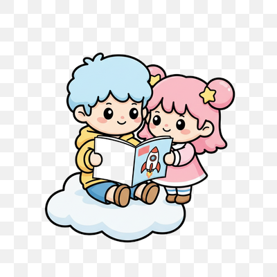 Imagination Takes Flight: Kids Reading on a Cloud