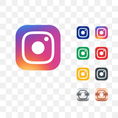 Instagram Logo and Icon Set with Gradient and Solid Color Variations