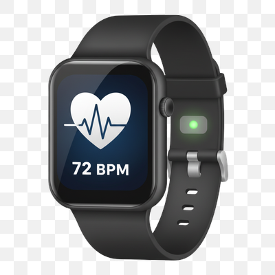 Smartwatch Displaying Heart Rate of 72 BPM