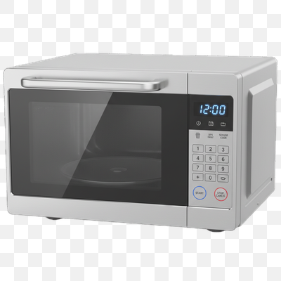Sleek Silver Microwave Oven with Digital Controls