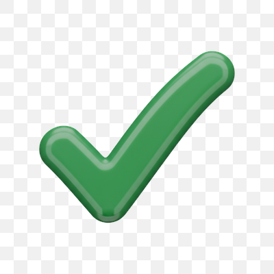 Glossy 3D Green Checkmark for Success and Approval